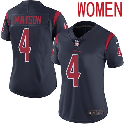 Women Houston Texans #4 Deshaun Watson Navy Blue Nike Rush Vapor Limited NFL Jersey